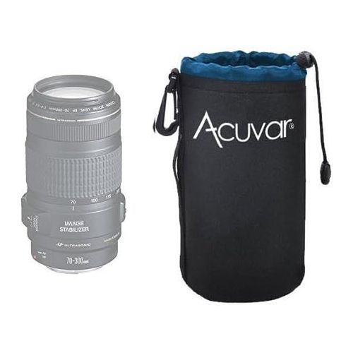  Acuvar Neoprene (Blue and Black) Soft DSLR Lens Pouch Case Kit for Canon Nikon Sony Pentax Olympus Panasonic Camera Lenses (3 Pouches, S, M, L)