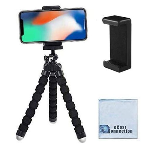  Acuvar 6.5” inch Flexible Tripod with Universal Mount for All Smartphones & an eCostConnection Microfiber Cloth