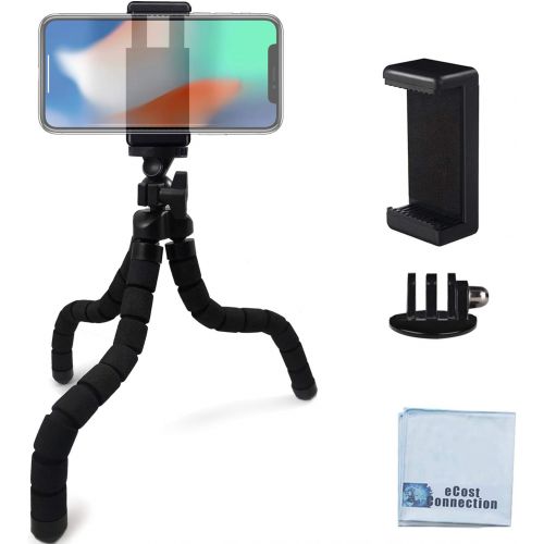  Acuvar 10” inch Flexible Tripod with Quick Release + Universal Mount for All Smartphones + Mount for GoPro Cameras + an eCostConnection Microfiber Cloth