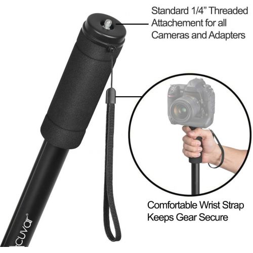  [아마존베스트]Acuvar 62 Inch Monopod with Integrated Safety Strap and 4 Section Extending Pole for All Digital Cameras, DSLR, Mirrorless, Compact Cameras, Camcorders & Cell Phones