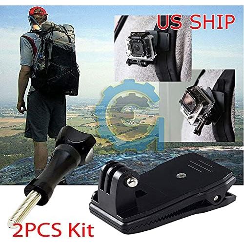  Acxico 2Pcs 360 Rotary Backpack Hat Mounts Clip Fast Clamp Mount for GoPro Hero 2 3 3+ 4