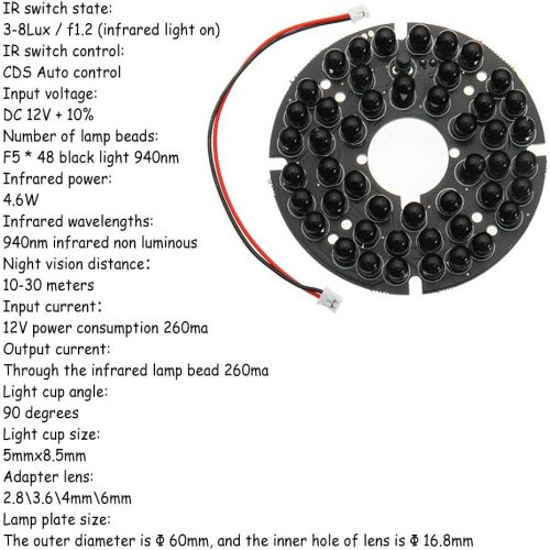  [아마존베스트]Acxico 1Pcs 48 Pieces IR LEDs Light Board 940NM LED Illuminator IR Infrared Board Module Invisible Light at Night for CCTV Security Camera