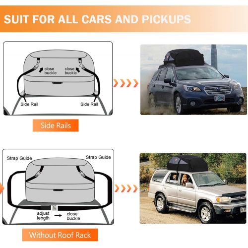  Adakiit Car Roof Bag Cargo Carrier, 20 Cubic Feet 1000D Waterproof Rooftop Cargo Carrier + 8 Reinforced Straps Suitable for All Vehicle with/Without Rack