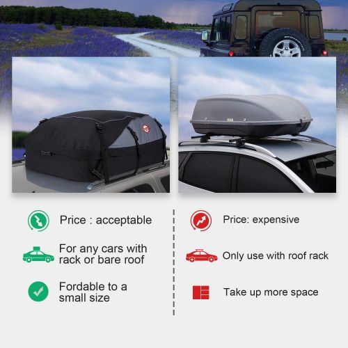  Adakiit Car Roof Bag Cargo Carrier, 21 Cubic Feet Waterproof Rooftop Luggage Bag Vehicle Softshell Carriers, Anti-Tear 1000D PVC with 8 Reinforced Straps + Storage Bag for All Vehicle with