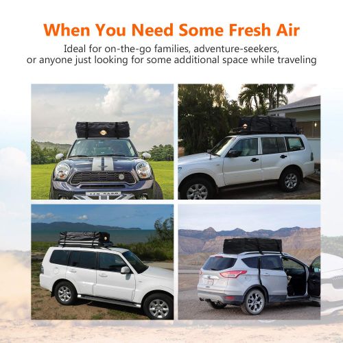  Adakiit Car Roof Cargo Carriers,Water Resistant Soft Rooftop Travel Cargo Bag Box Storage Luggage,Best for Road Traveling, Universal Roof Bag for Cars, Vans, SUVs(15 Cubic Feet)