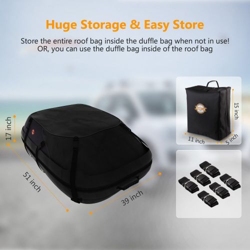  Adakiit adakiit Car Roof Bag Top Carrier Cargo Storage Rooftop Luggage Waterproof Soft Box Luggage Outdoor Water Resistant for Car with Racks,Travel Touring,Cars,Vans, Suvs