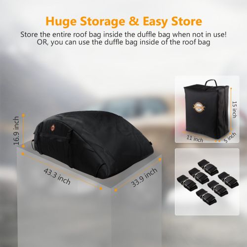  Adakiit adakiit Car Roof Bag Top Carrier Cargo Storage Rooftop Luggage Waterproof Soft Box Luggage Outdoor Water Resistant for Car with Racks,Travel Touring,Cars,Vans, Suvs