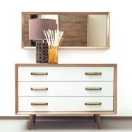 Adam and Illy ALT0267 Alto Chest of Drawers W/Mirror Sherwood Oak/Moonstone