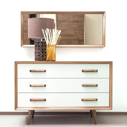  Adam and Illy ALT0267 Alto Chest of Drawers W/Mirror Sherwood Oak/Moonstone