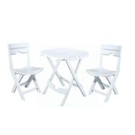 Adams Manufacturing Weather Resistant Lightweight Durable Resin Comfortable Sturdy Outdoor Recreation Quik-Fold 3-Piece Patio Cafe Bistro Set (White)