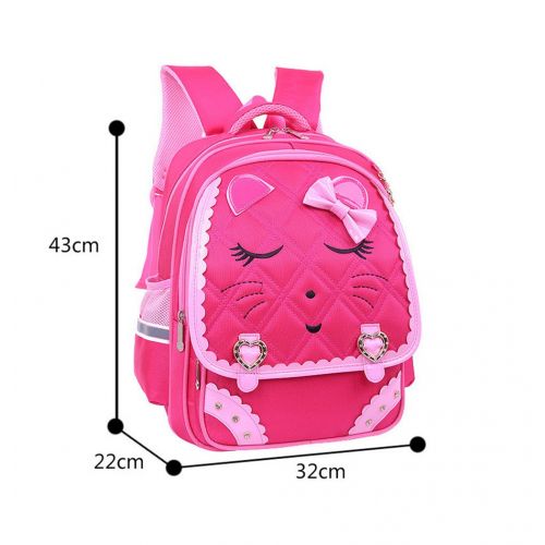  Adanina Cute Bowknot Cat Face Pattern Backpack Diamond Bling Elementary School Backpack Bowknot Primary Bookbag for Girls