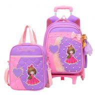 Adanina Princess Wind Rolling Backpack Elementary School Bag Sets Wheeled Book Bag