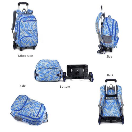  Adanina Elementary School Rolling Backpack Preschool Trolley Book Bag Wheeled Students Daily Bagpack for Girls Boys