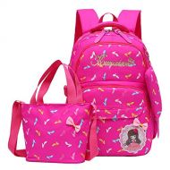 Adanina 3Pcs Heart Prints Preschool/Primary School Book Bag Rucksack for Girls Elementary School Backpack Sets with Lunch Kits