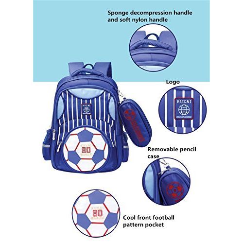  Adanina Cartoon Printed Football Trolley Backpack Elementary Book Bag Primary School Bag with Wheels for Kids