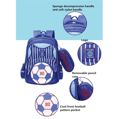  Adanina Cartoon Printed Football Trolley Backpack Elementary Book Bag Primary School Bag with Wheels for Kids