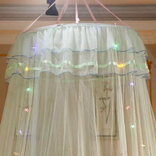  [아마존베스트]Adarl Princess Bed Canopy Mosquito Net for Kids, Dome Bed Curtains Hanging Play Tent for Childrens,Star Light String Not Included,Green