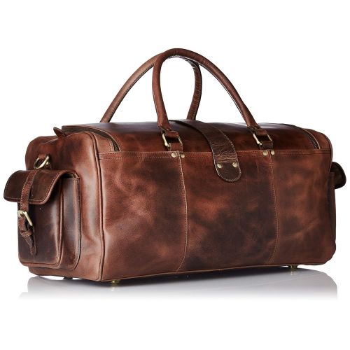  Addey Supply Company 20 Leather Duffle Overnight Bag Oversized Genuine Leather Weekend Bag for Men and Women Brown