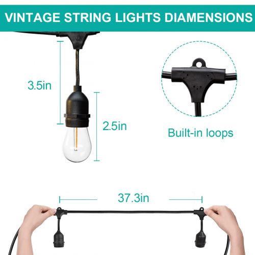  Addlon addlon LED Outdoor String Lights 48FT : with Dimmable Edison Vintage Plastic Bulbs and Commercial Great Weatherproof Strand - UL Listed Heavy-Duty Decorative LED Cafe Patio Light,