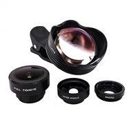 Addprime Phone Lens Kit for iPhone X Samsung S8, 4 in 1 HD Zoom Lens - 180°Fisheye Lens, 0.65X Wide Angle Lens, 15X Macro Lens and 3X Telephoto Lens with Clip-on Dseign for Smartphones / iP