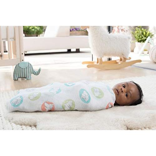  Aden aden by aden + Anais Disney Swaddle Baby Blanket, 100% Cotton Muslin, 4 Pack, 44 X 44 inch, Flying Dumbo