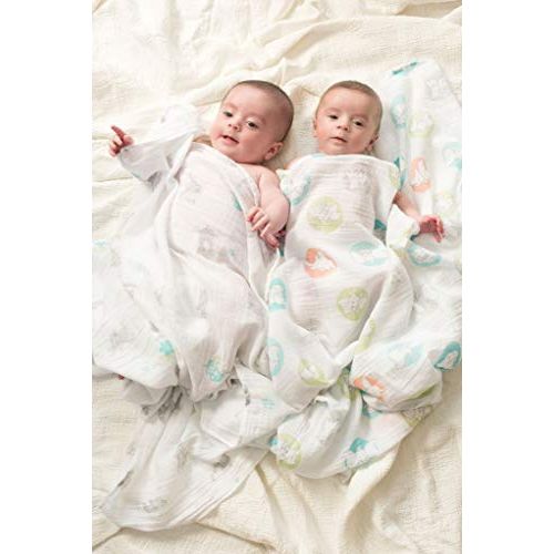 Aden aden by aden + Anais Disney Swaddle Baby Blanket, 100% Cotton Muslin, 4 Pack, 44 X 44 inch, Flying Dumbo