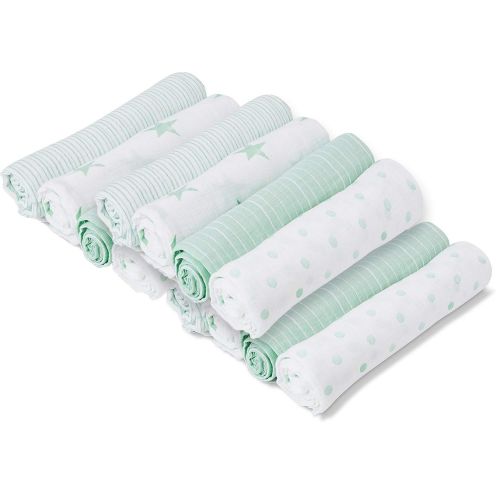  Aden by Aden + Anais Swaddle Baby Blanket, 100% Cotton Muslin, 12-Pack, 44 X 44 inch, Dream
