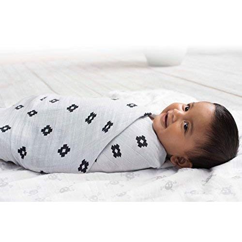  Aden + anais aden + anais Classic Swaddle Baby Blanket, 100% Cotton Muslin, Large 47 X 47 inch, 4 Pack, Rock...