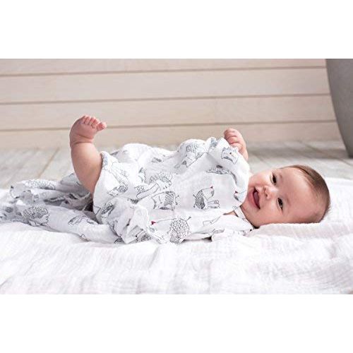  Aden + anais aden + anais Classic Swaddle Baby Blanket, 100% Cotton Muslin, Large 47 X 47 inch, 4 Pack, Rock...