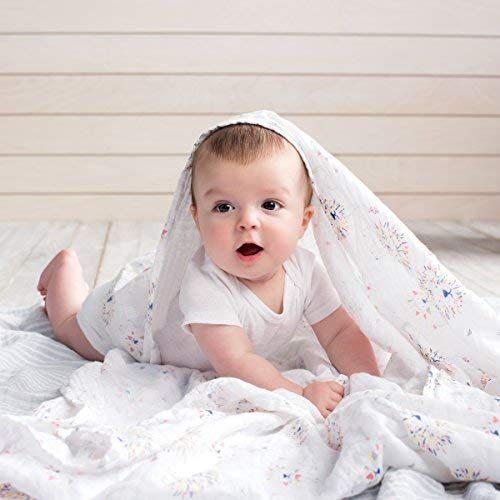  Aden + anais aden + anais Classic Swaddle Baby Blanket, 100% Cotton Muslin, Large 47 X 47 inch, 4 Pack, Rock...