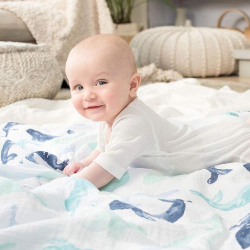  Aden + anais aden + anais Classic Swaddle Baby Blanket, 100% Cotton Muslin, Large 47 X 47 inch, 4 Pack, Rock...