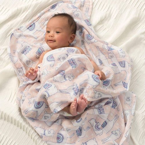  Aden + anais aden + anais Classic Swaddle Baby Blanket, 100% Cotton Muslin, Large 47 X 47 inch, 4 Pack, Rock...