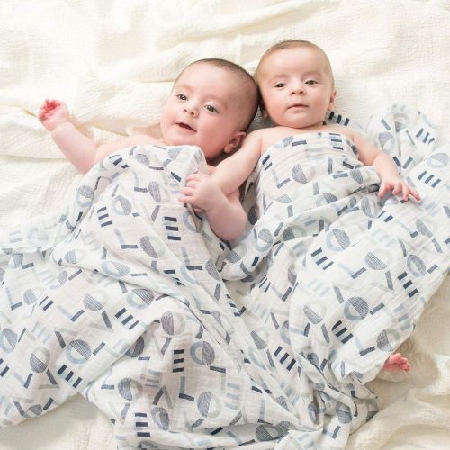  Aden + anais aden + anais Classic Swaddle Baby Blanket, 100% Cotton Muslin, Large 47 X 47 inch, 4 Pack, Rock...