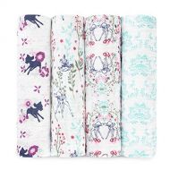 Aden + anais aden + anais Disney, Swaddle Blanket | Boutique Muslin Blankets for Girls & Boys | Baby Receiving Swaddles | Ideal Newborn & Infant Swaddling Set | Perfect Shower Gifts, 4 Pack Bam