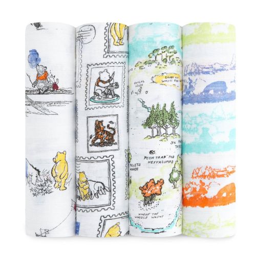  Aden + anais aden + anais Disney Classic Swaddle Baby Blanket, 100% Cotton Muslin, Large 47 X 47 inch, 4-pack,...