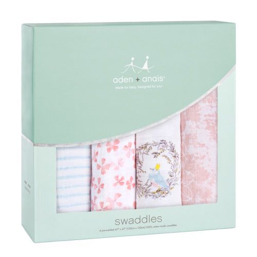  Aden + anais aden + anais Swaddle Blanket | Boutique Muslin Blankets for Girls & Boys | Baby Receiving Swaddles | Ideal Newborn & Infant Swaddling Set | Perfect Shower Gifts, 4 Pack, Bird Song