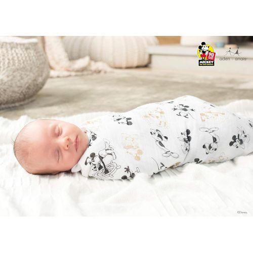  Aden + Anais Disney, Swaddle Blanket | Boutique Muslin Blankets for Girls & Boys | Baby Receiving Swaddles | Ideal Newborn & Infant Swaddling Set | Perfect Shower Gifts, 4 Pack, Mi