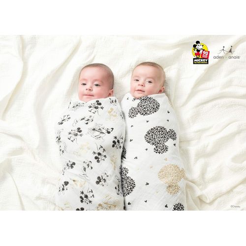  Aden + Anais Disney, Swaddle Blanket | Boutique Muslin Blankets for Girls & Boys | Baby Receiving Swaddles | Ideal Newborn & Infant Swaddling Set | Perfect Shower Gifts, 4 Pack, Mi