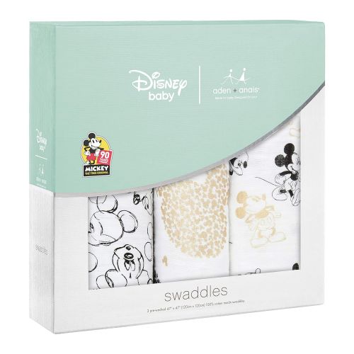  Aden + Anais Disney, Swaddle Blanket | Boutique Muslin Blankets for Girls & Boys | Baby Receiving Swaddles | Ideal Newborn & Infant Swaddling Set | Perfect Shower Gifts, 4 Pack, Mi