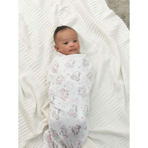  Aden + anais Aden by aden + anais Disney Swaddle Baby Blanket, 100% Cotton Muslin, 4 Pack, 44 X 44 inch, Minnie...