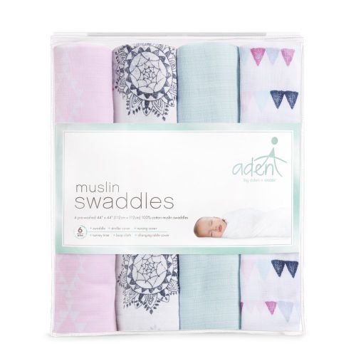  Aden + anais Aden by aden + anais Swaddle Blanket | Muslin Blankets for Girls & Boys | Baby Receiving Swaddles | Ideal Newborn Gifts, Unisex Infant Shower Items, Toddler Gift, Wearable Swaddlin