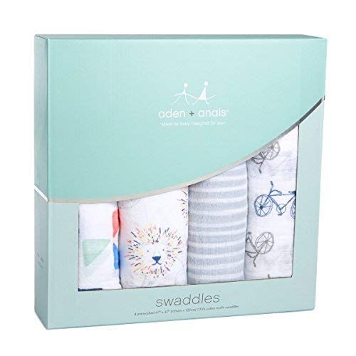  Aden + anais aden + anais Swaddle Blanket | Boutique Muslin Blankets for Girls & Boys | Baby Receiving Swaddles | Ideal Newborn & Infant Swaddling Set | Perfect Shower Gifts, 4 Pack, Leader of