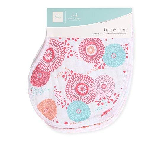  Aden + anais Aden + Anais Classic Burpy Bib; Tea Collection; 100% Cotton Muslin; Soft Absorbent 4 Layers; Multi-Use Burp Cloth and Bib; 22.5 X 11; 2 Pack; Global Garden