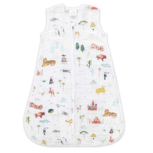  Aden + anais aden + anais Classic Sleeping Bag, 100% Cotton Muslin, Wearable Baby Blanket, Large, 12-18 Months, Around The World - Sites