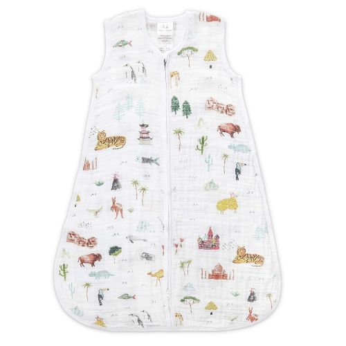  Aden + anais aden + anais Classic Sleeping Bag, 100% Cotton Muslin, Wearable Baby Blanket, Large, 12-18 Months, Around The World - Sites