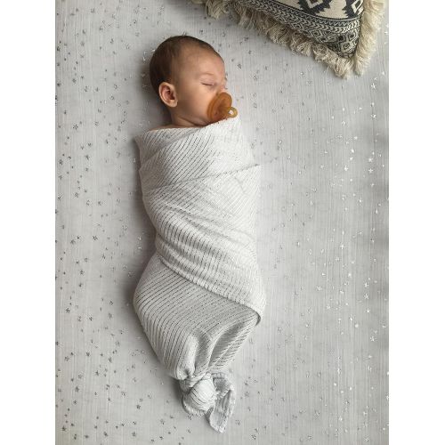  Aden + anais aden + anais Metallic Swaddle Baby Blanket, 100% Cotton Muslin, Large 47 X 47 inch, 3 Pack, Skylight