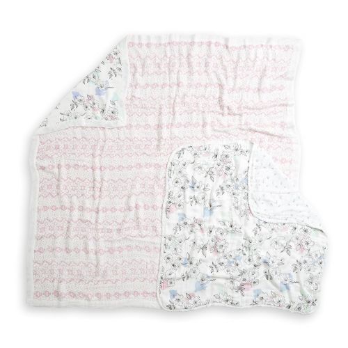  Aden + anais aden + anais Silky Soft Stroller Blanket, 100% Viscose Bamboo Muslin, 4 Layer Lightweight and Breathable, 27.5 X 27.5 inch, Meadowlark - Pink