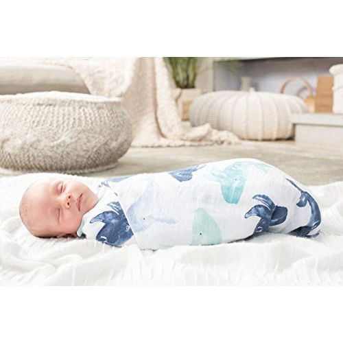  Aden + anais aden + anais Classic Swaddle Baby Blanket; 100% Cotton Muslin; Large 47 X 47 inch; 2 Pack; Seafaring