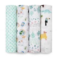 Aden + anais aden + anais Classic Swaddle Baby Blanket, 100% Cotton Muslin, Large 47 X 47 inch, 4 Pack, Around...