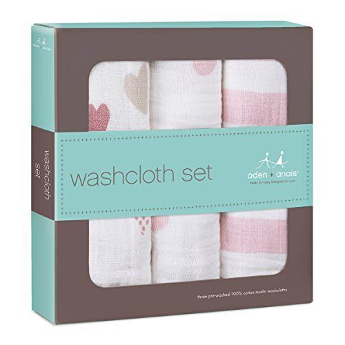  aden + anais washcloth Set 3 Pack, Heartbreaker